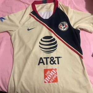 Nike Kids Cream and Navy Club América Home Jersey with Red Trim